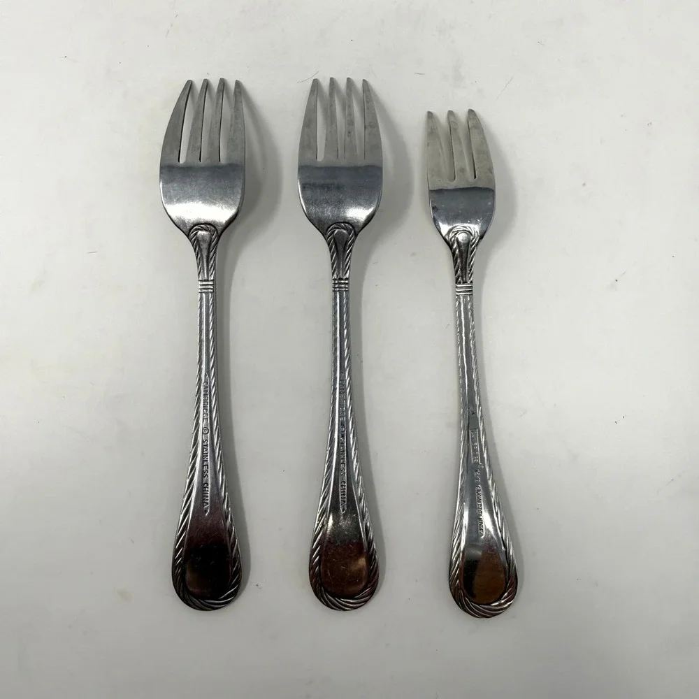 Cambridge Stainless Steel Forks‎ Set 3 Swirl Rope Edge 2 Dinner 1 Salad Carlyle